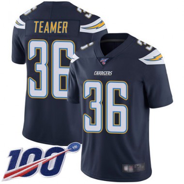 Los Angeles Chargers NFL Football Roderic Teamer Navy Blue Jersey Men Limited 36 Home 100th Season Vapor Untouchable
